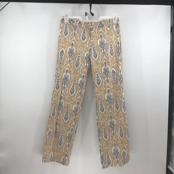 Carole Little pants bohemian linen blend summer vacation low rise wide leg sz 2 - Picture 1 of 7